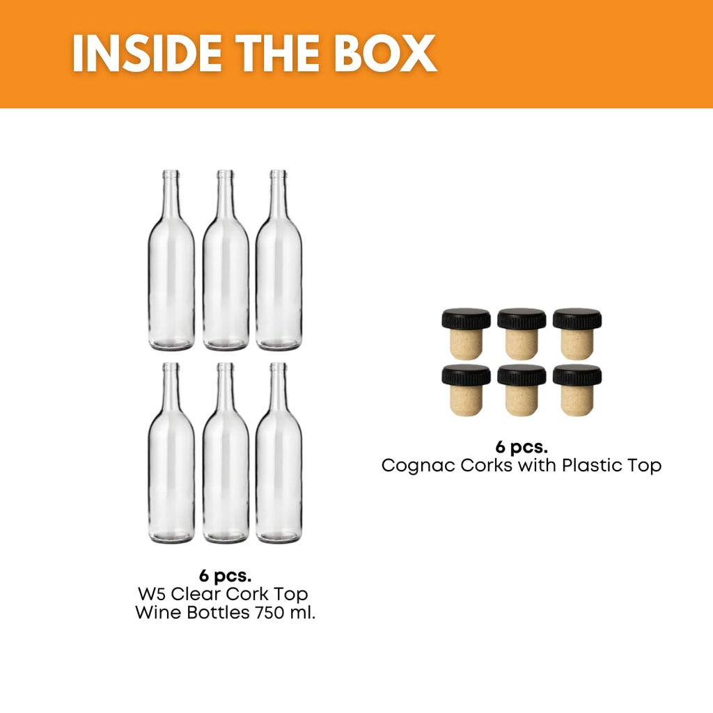 750ml Glass Bottle With Cork 6-Pack F339299