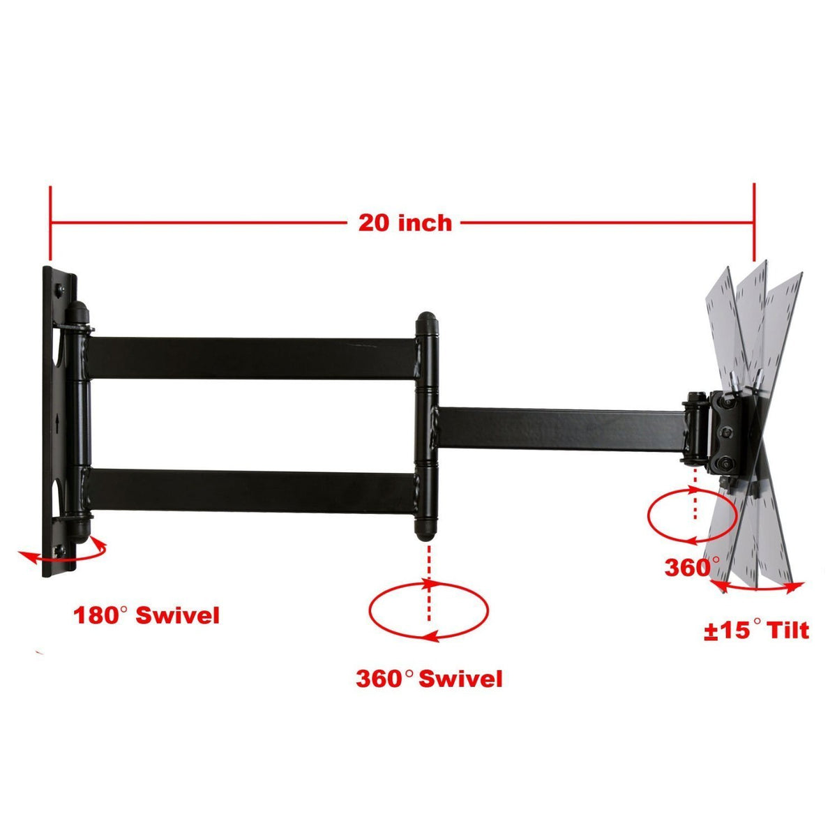 Single Stud Swing Arm TV Wall Mount W1716
