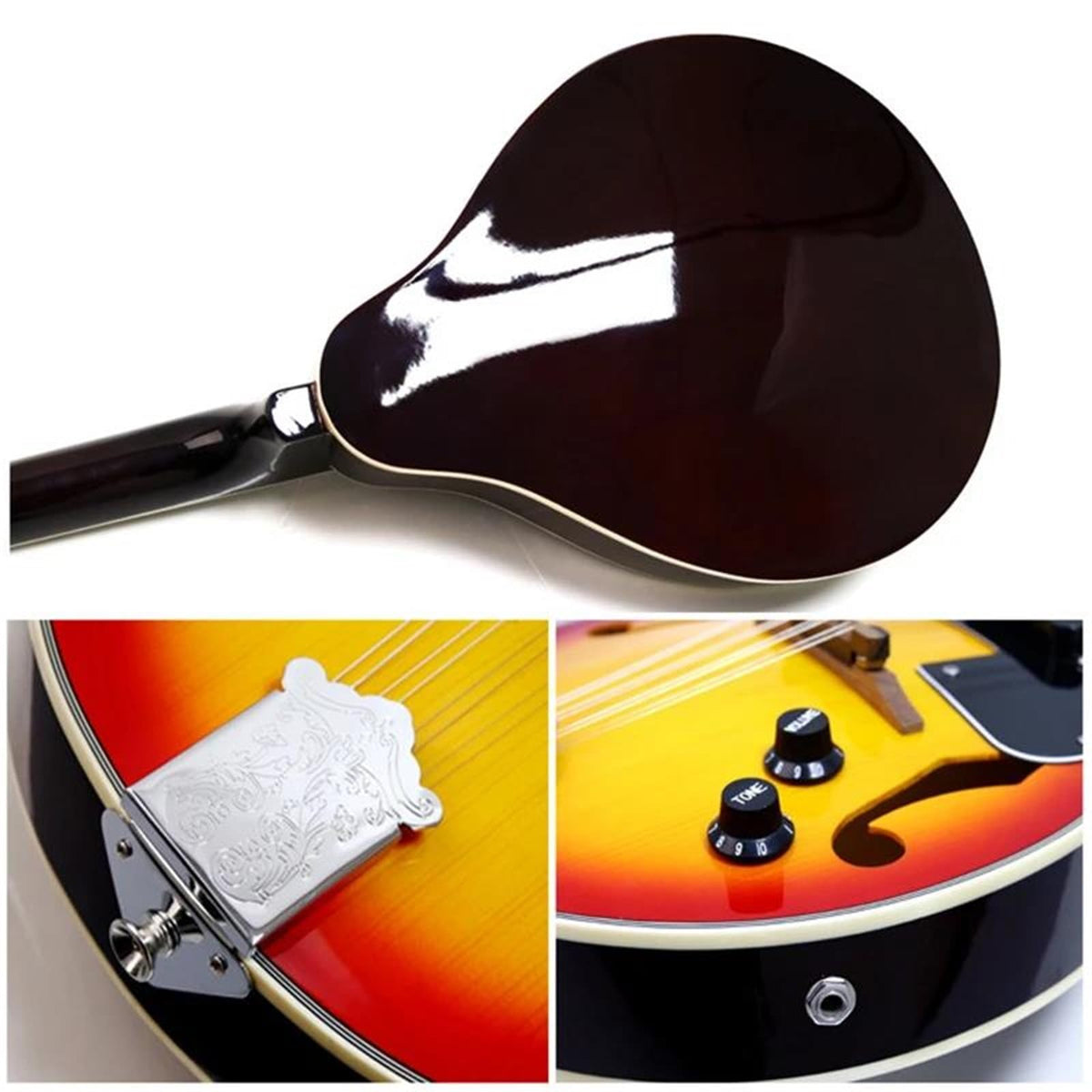 Spruce 8 Strings Hollow F Sound Hole Sunburst Electric Mandolin X79245
