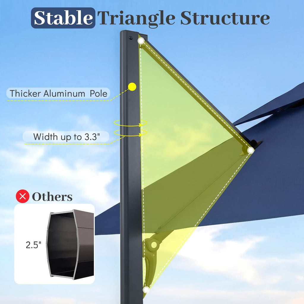 10 FT Navy Blue Cantilever Patio Umbrella U6788