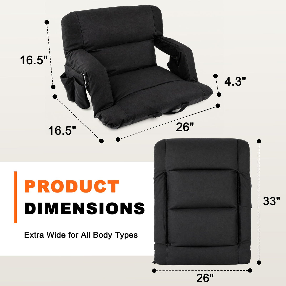 26" Extra Wide Stadium Seats with Back Support U523083