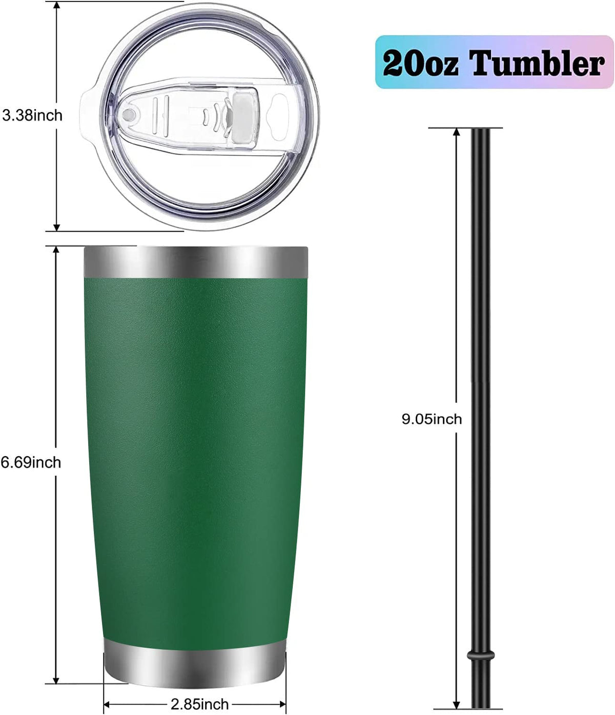 20oz Stainless Steel Insulated Tumbler with Lid and Straw E5953