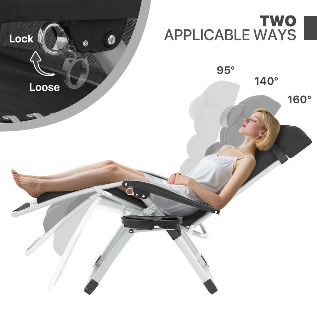 Zero Gravity Reclining Patio Lounge Chair, Black R372