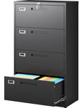 Black 4 Drawer Metal Lateral File Cabinet with Lock G7387