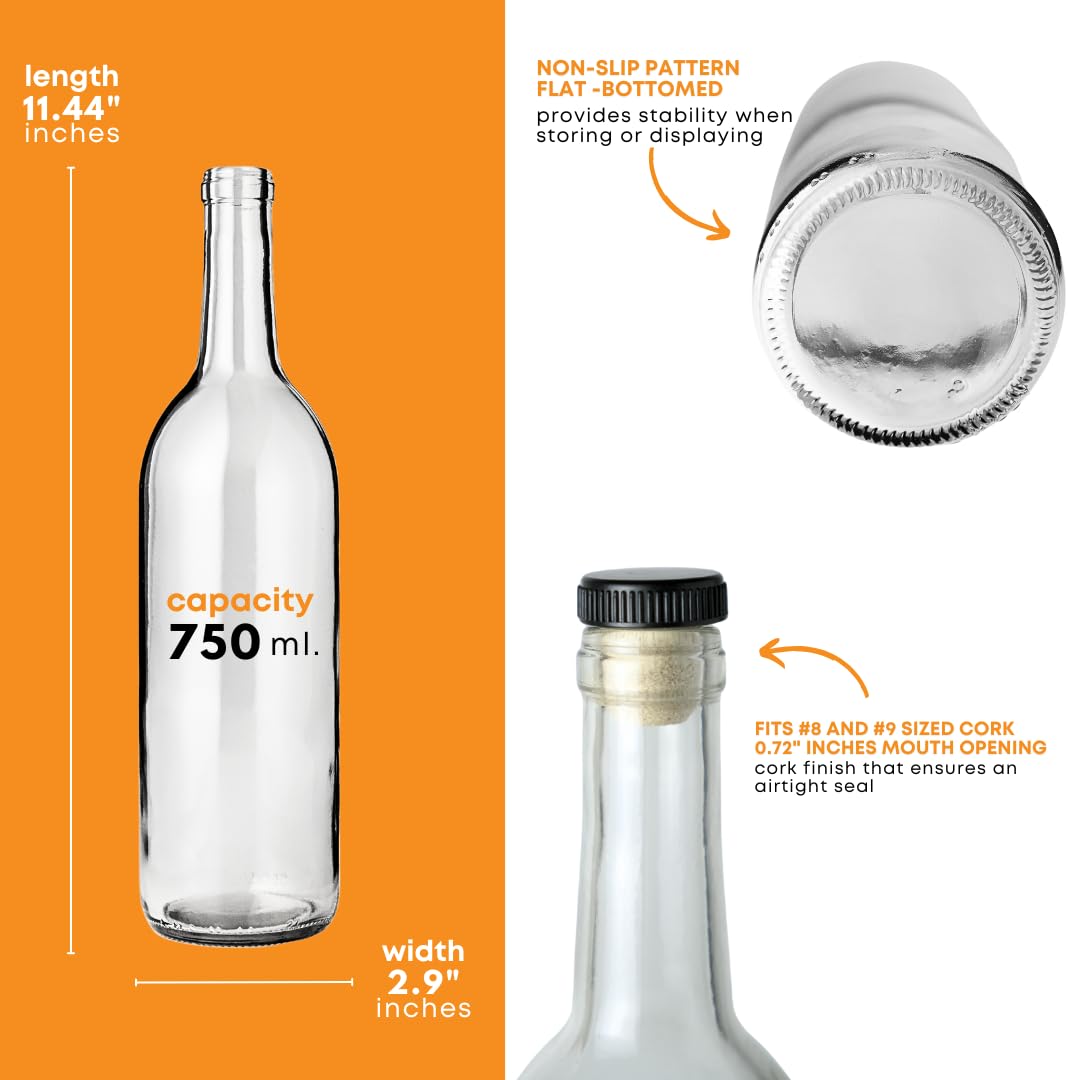 750ml Glass Bottle With Cork 6-Pack F339299