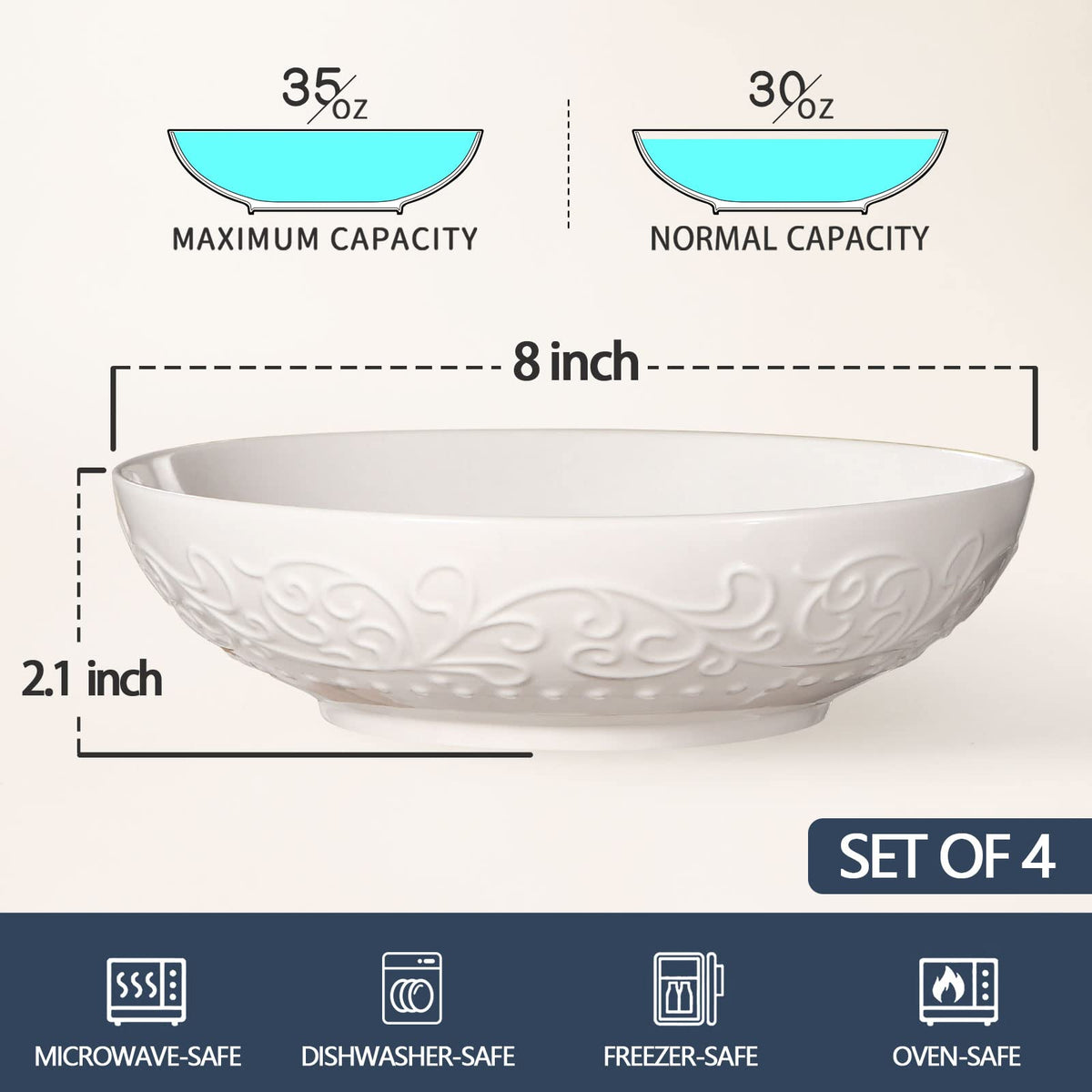 42oz Ceramic Ramen Bowl Set of 4 Y743081