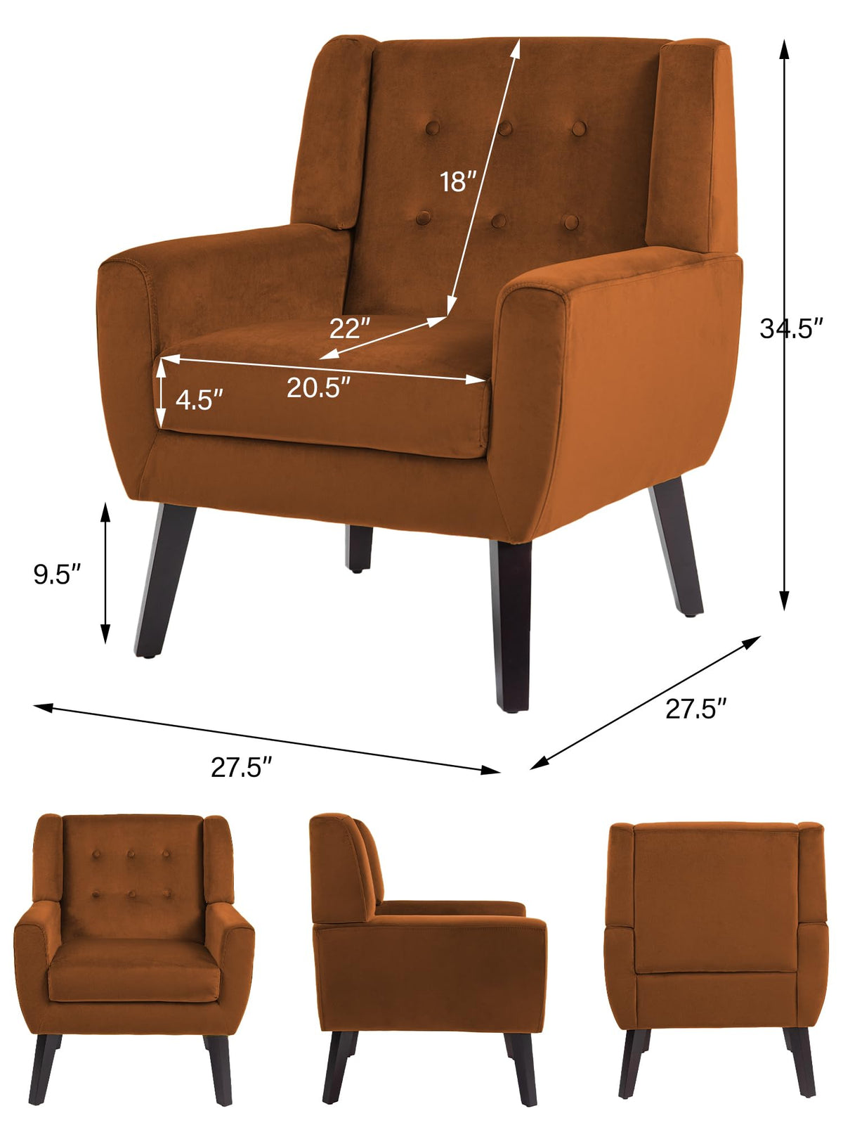 Accent Chairs Set of 2 Terracotta O3998