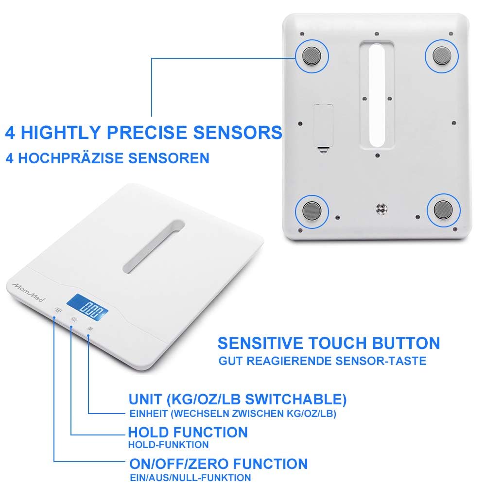 Baby Scale with Hold Function, Blue Backlight, Weight and Height Track X608