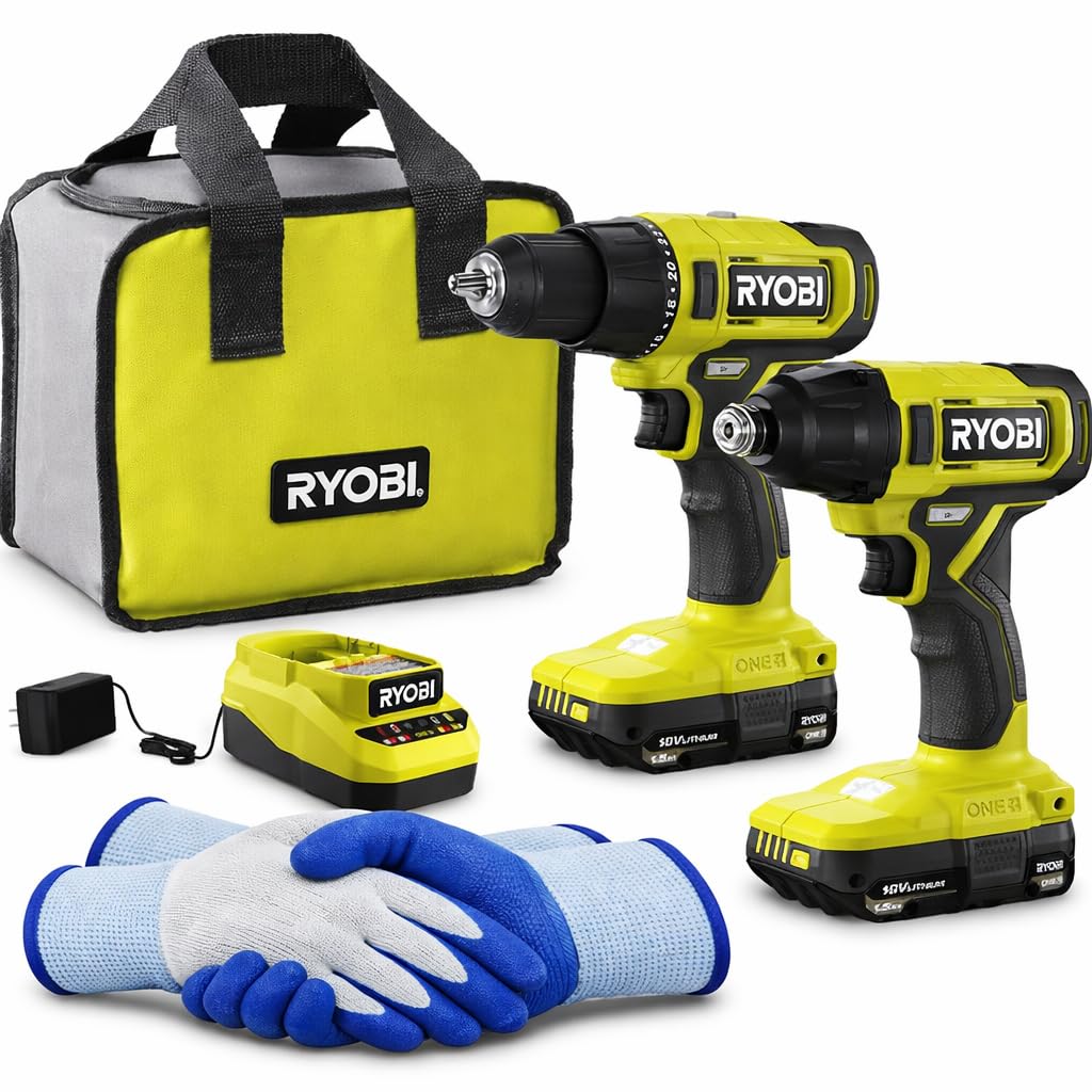 18V Cordless Drill Impact Driver Combo Kit 2-Tool Set with Batteries Charger U889