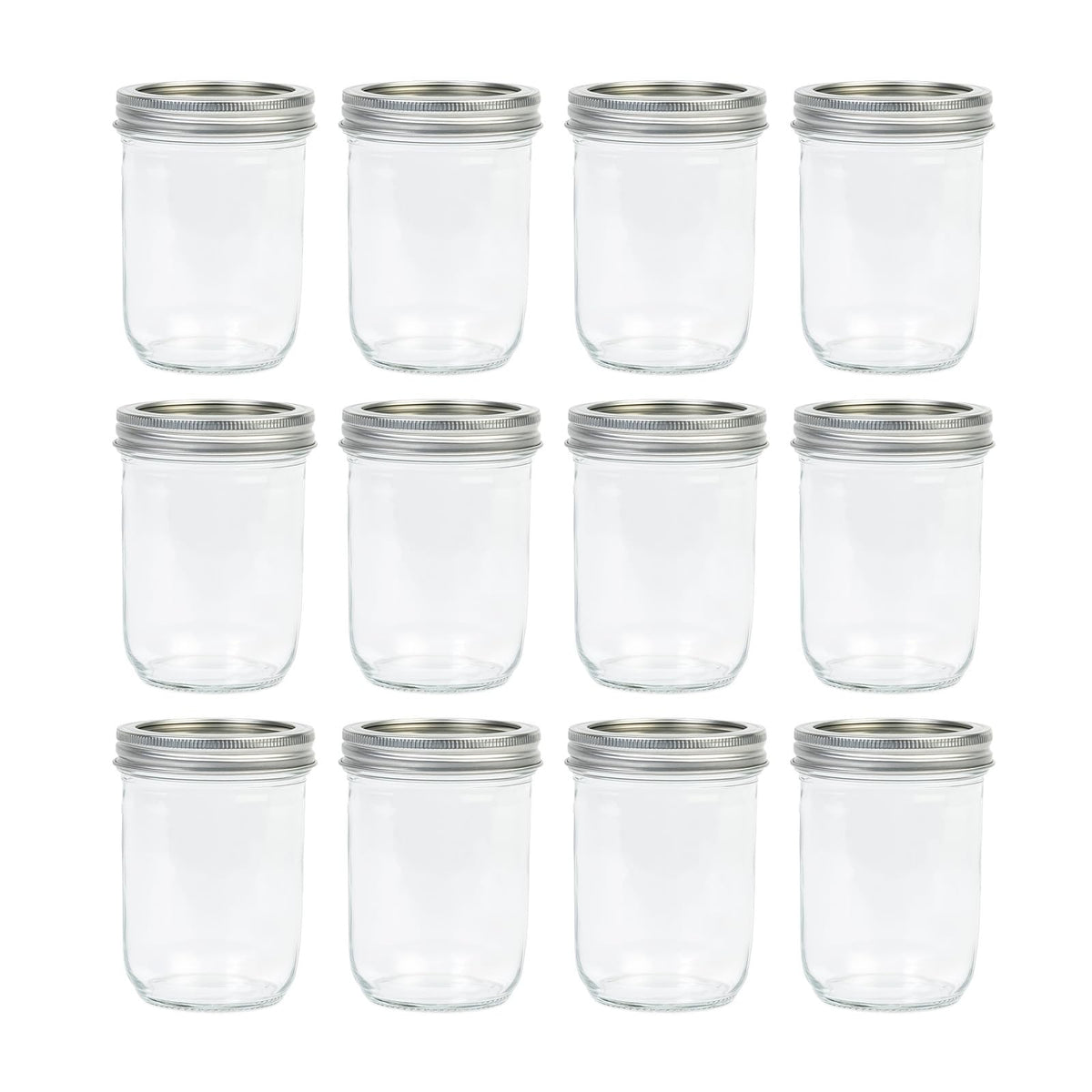 16 oz 12 Pack Wide Mouth Mason Jars with Airtight Lids I100