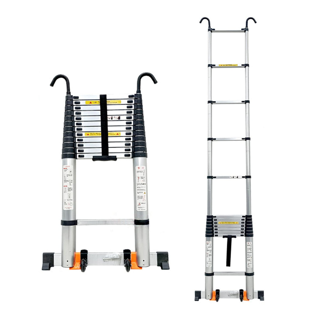Telescopic Ladder 20ft/23ft/26ft Aluminum with Hook & Stabilizer Bar Q8227