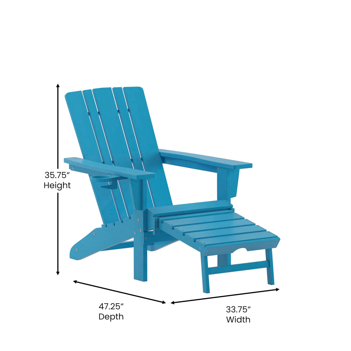 Blue Adirondack Lounge Chair with Ottoman V2715