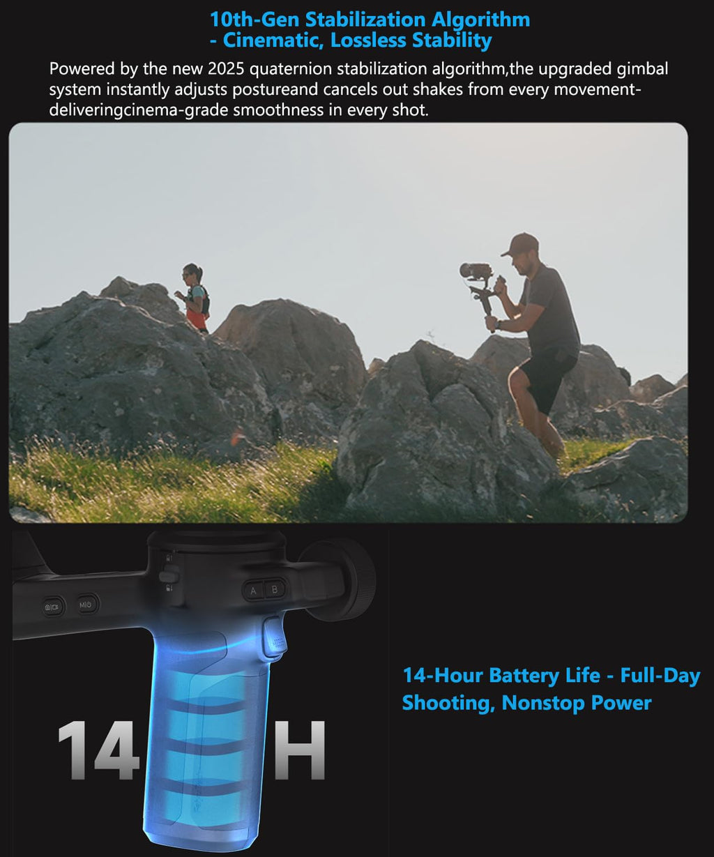 3-Axis Gimbal Stabilizer with AI Tracking and Detachable Handle G538