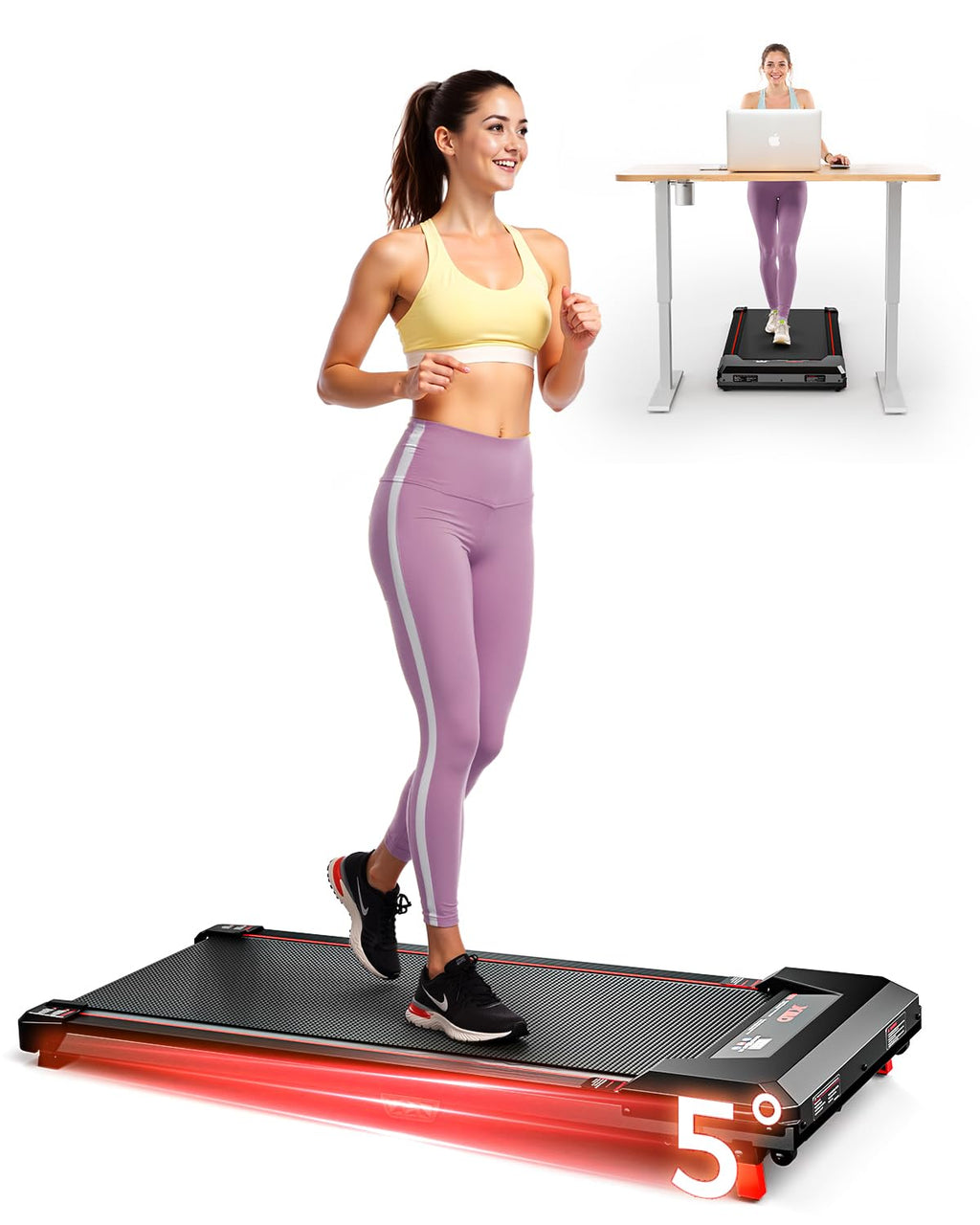 Incline Walking Pad Treadmill 330 Lbs Capacity 2.5HP B402