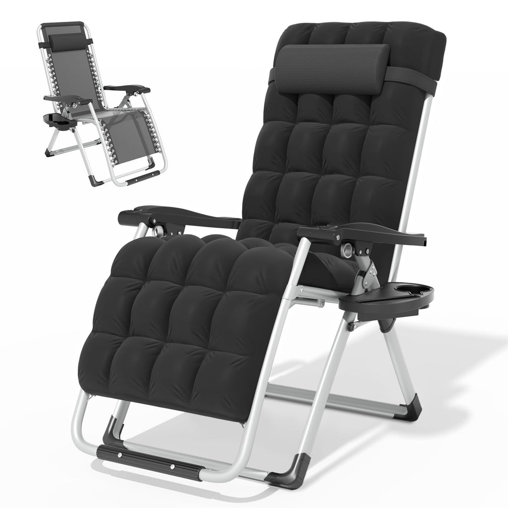 Zero Gravity Reclining Patio Lounge Chair, Black R372