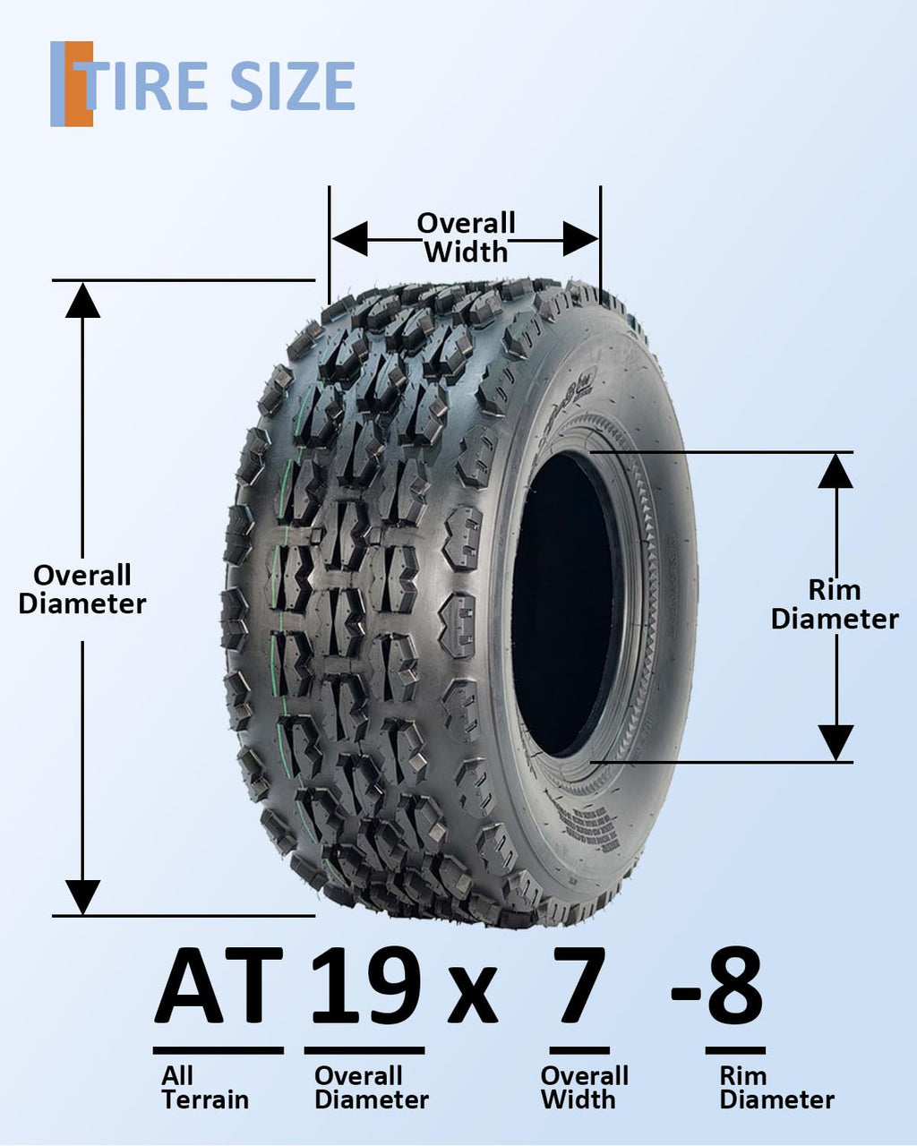 19x7-8 4 Ply Tubeless ATV UTV Tires Set of 2 E169884