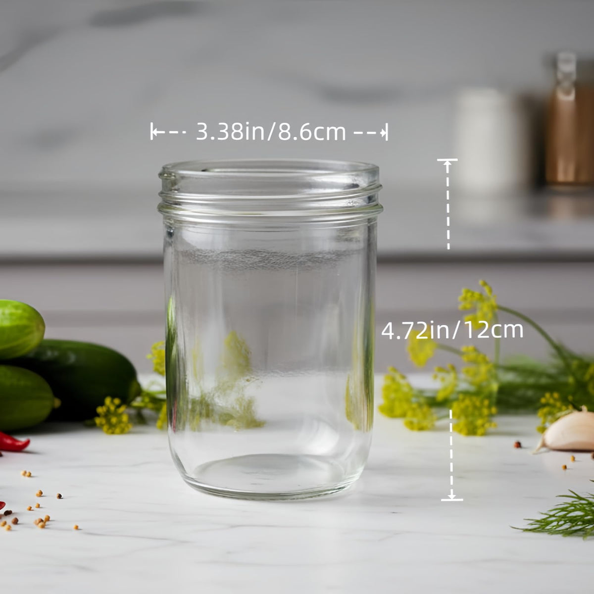 16 oz 12 Pack Wide Mouth Mason Jars with Airtight Lids I100