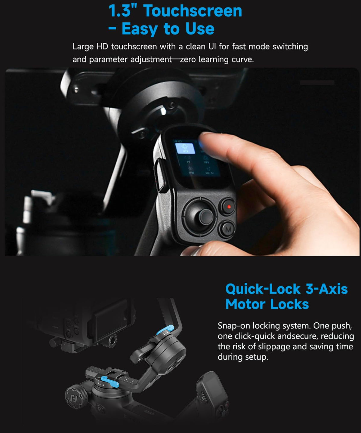 3-Axis Gimbal Stabilizer with AI Tracking and Detachable Handle G538