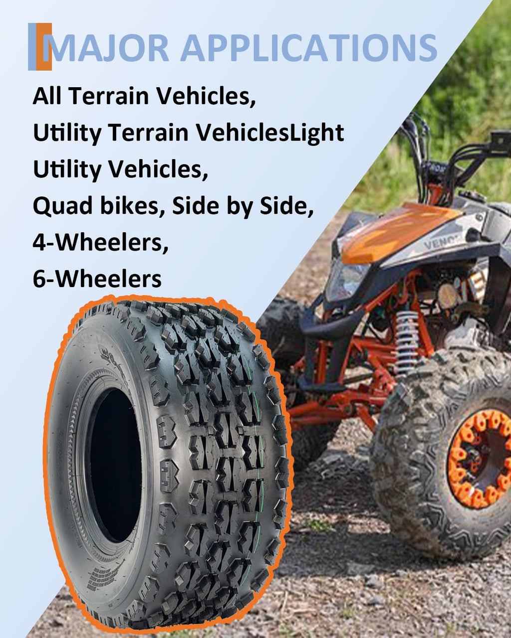 19x7-8 4 Ply Tubeless ATV UTV Tires Set of 2 E169884