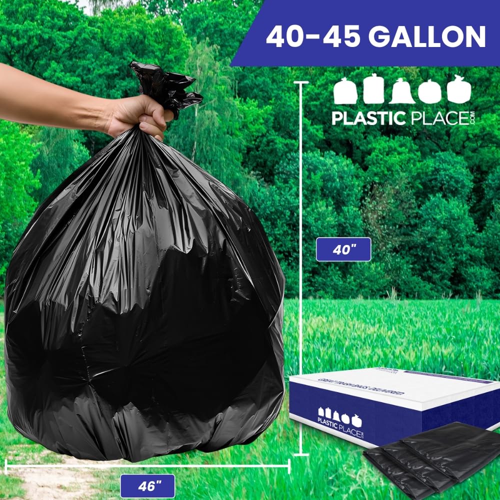 Heavy Duty Black 40-45 Gallon Trash Bags 100 Count 1.5 Mil Y926