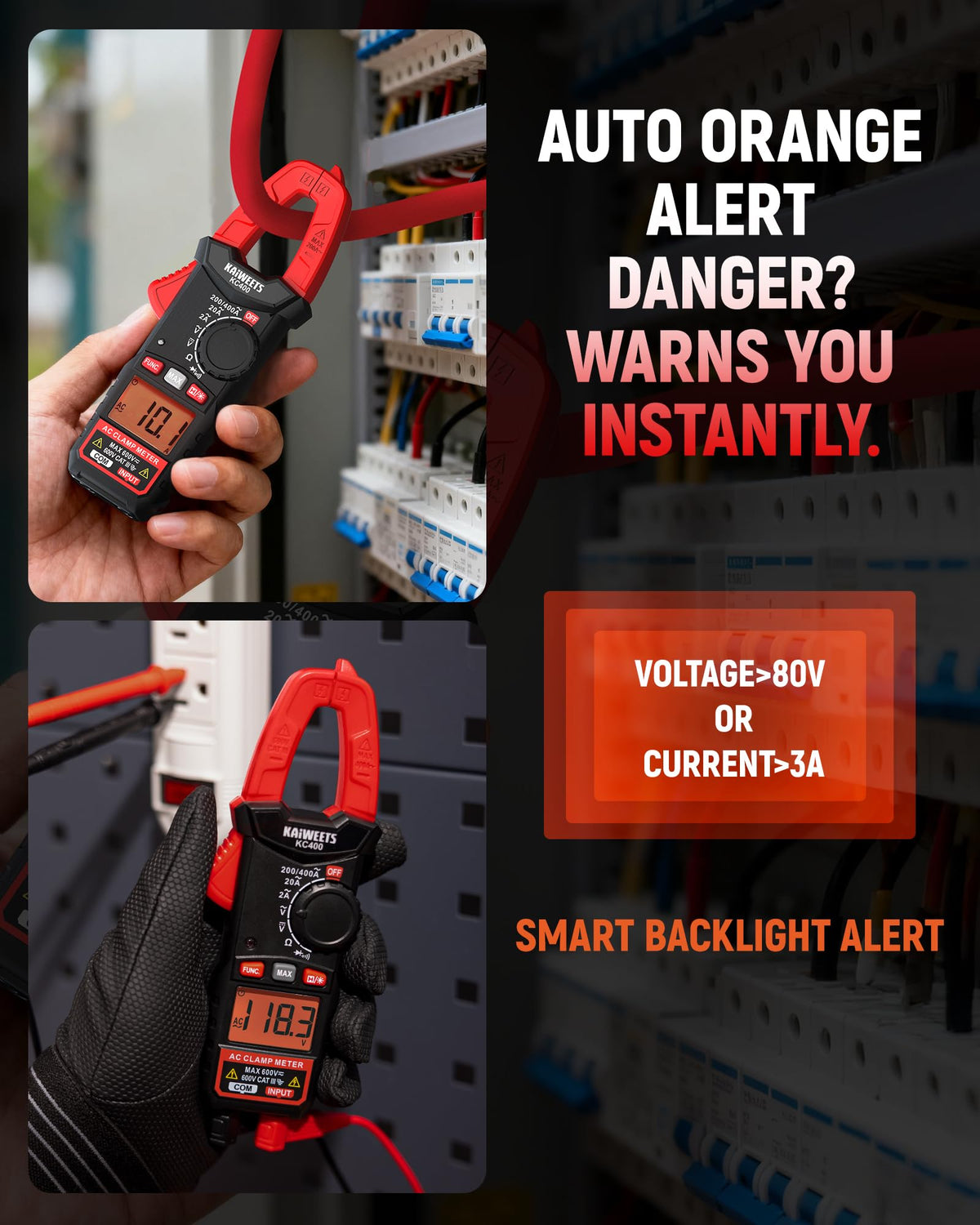Digital Clamp Meter, 2000 Counts, 400A AC Current, 600V AC/DC, Auto Ranging A58143