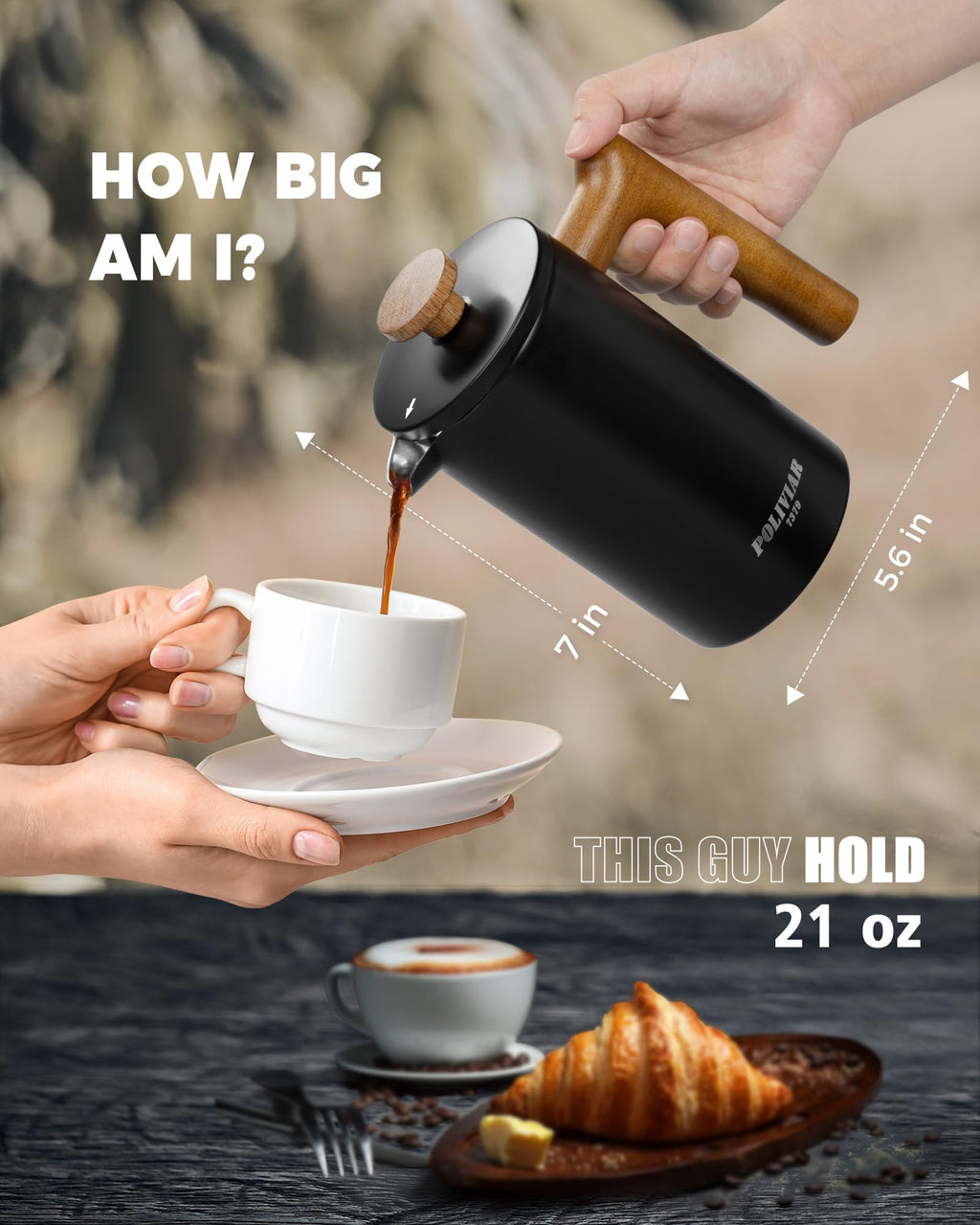 French Press Coffee Maker, 21oz, Black G840