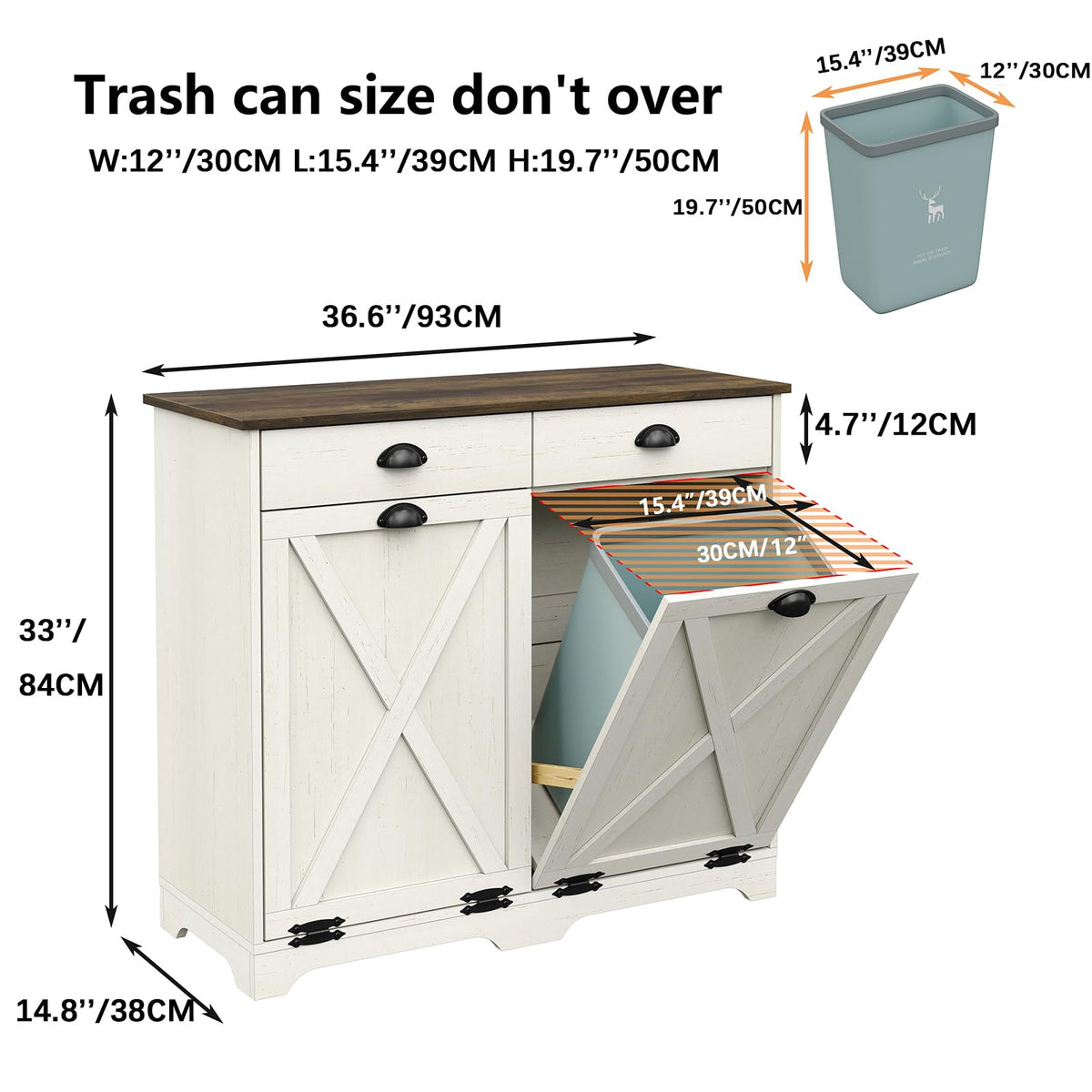 Antique White Double Tilt Out Trash Can Cabinet V132