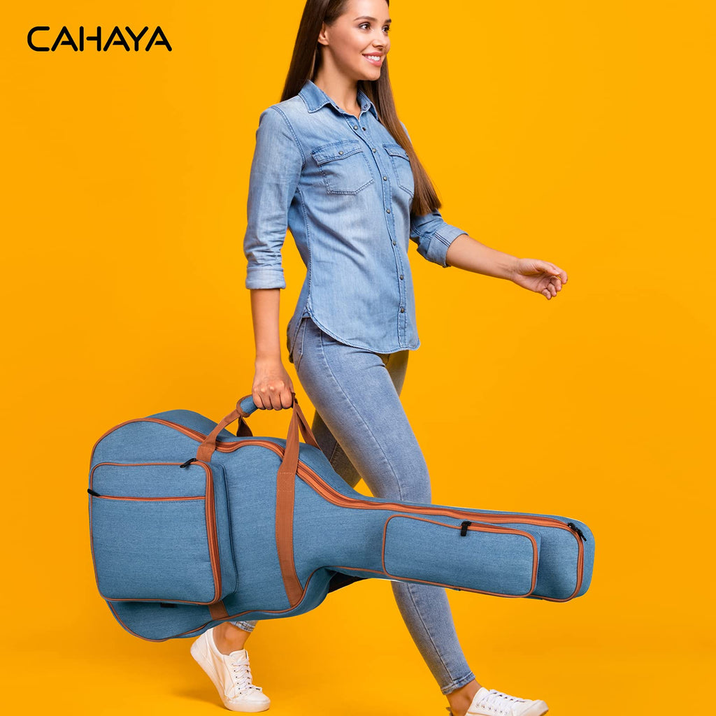 0.35inch Padded Soft Denim Guitar Gig Bag with Storage Pockets I7392