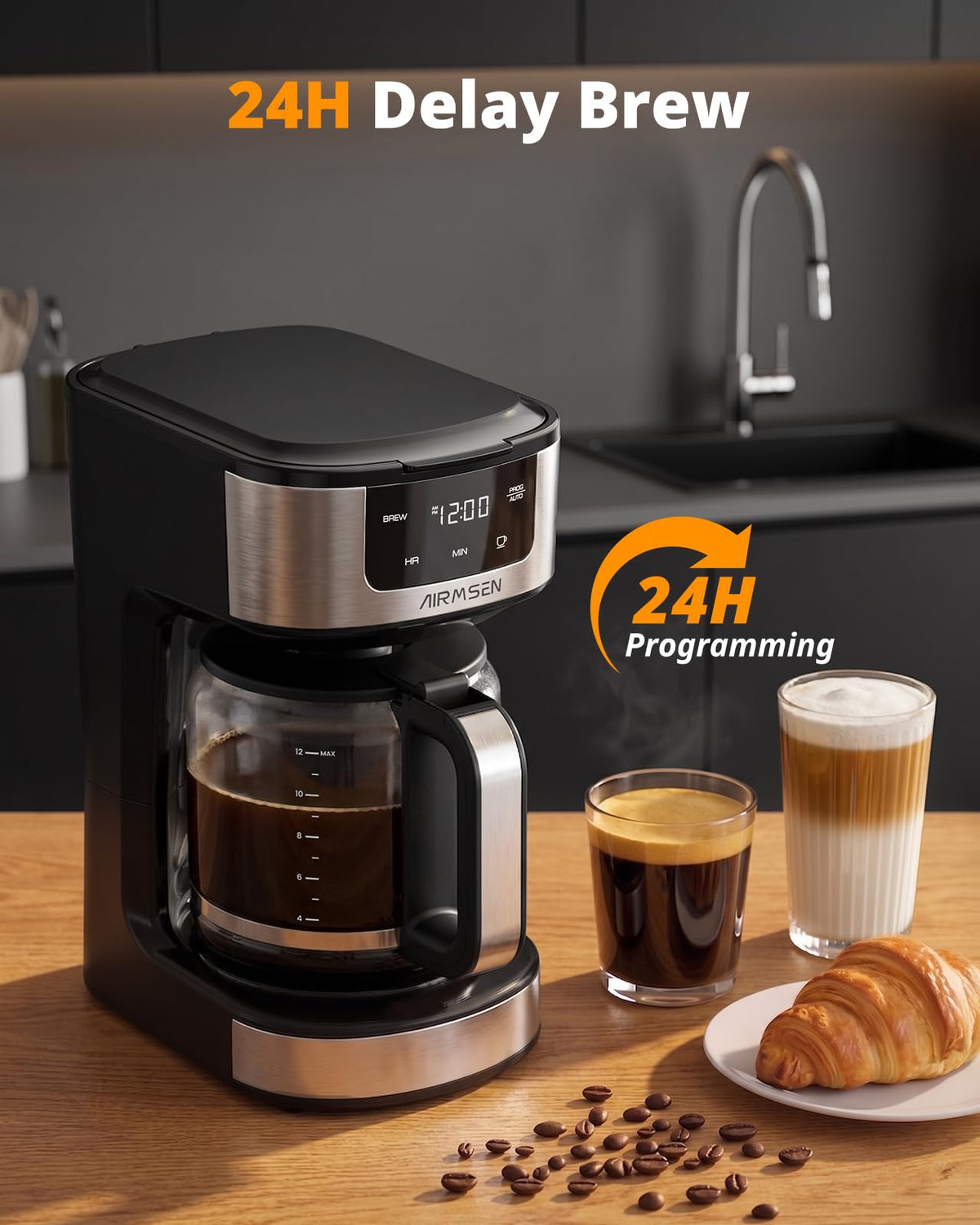 12-Cup Programmable Drip Coffee Maker L1254