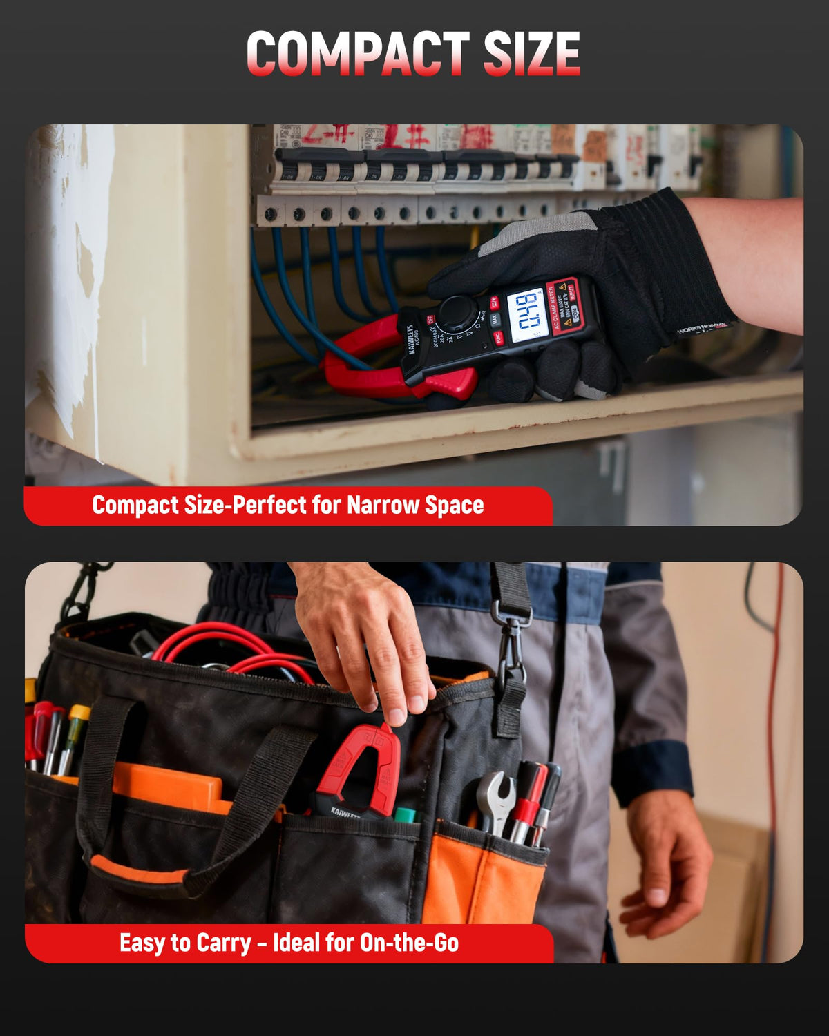 Digital Clamp Meter, 2000 Counts, 400A AC Current, 600V AC/DC, Auto Ranging A58143