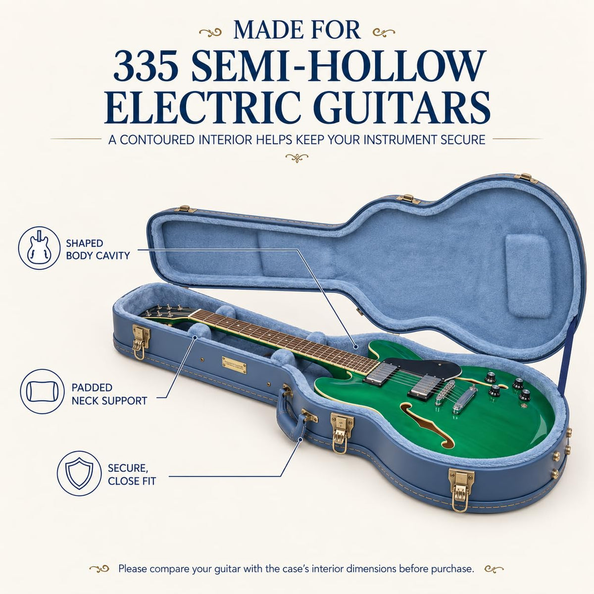 Smoke Blue Guitar Case for Semi-Hollow Electric Guitars C25081