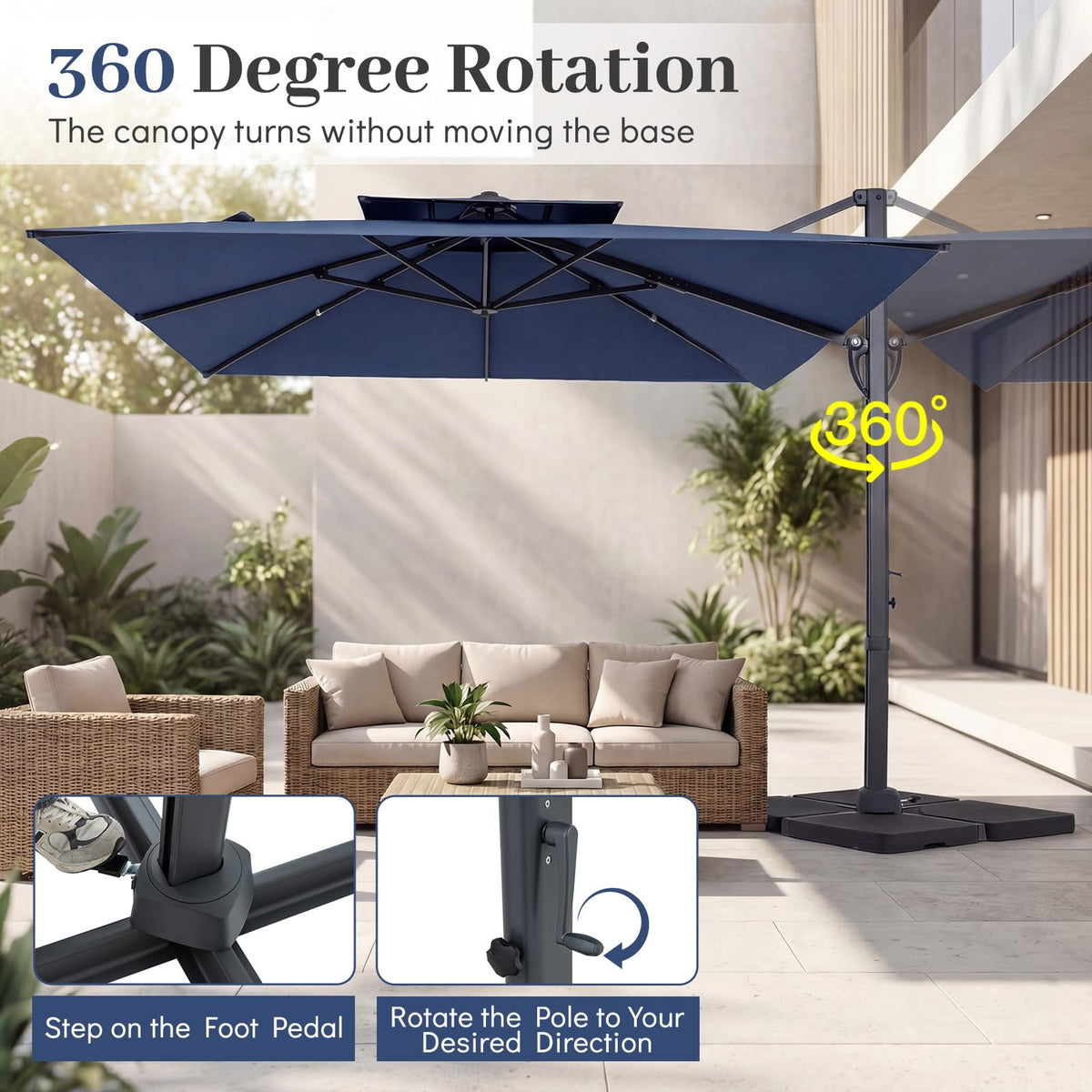 10 FT Navy Blue Cantilever Patio Umbrella U6788