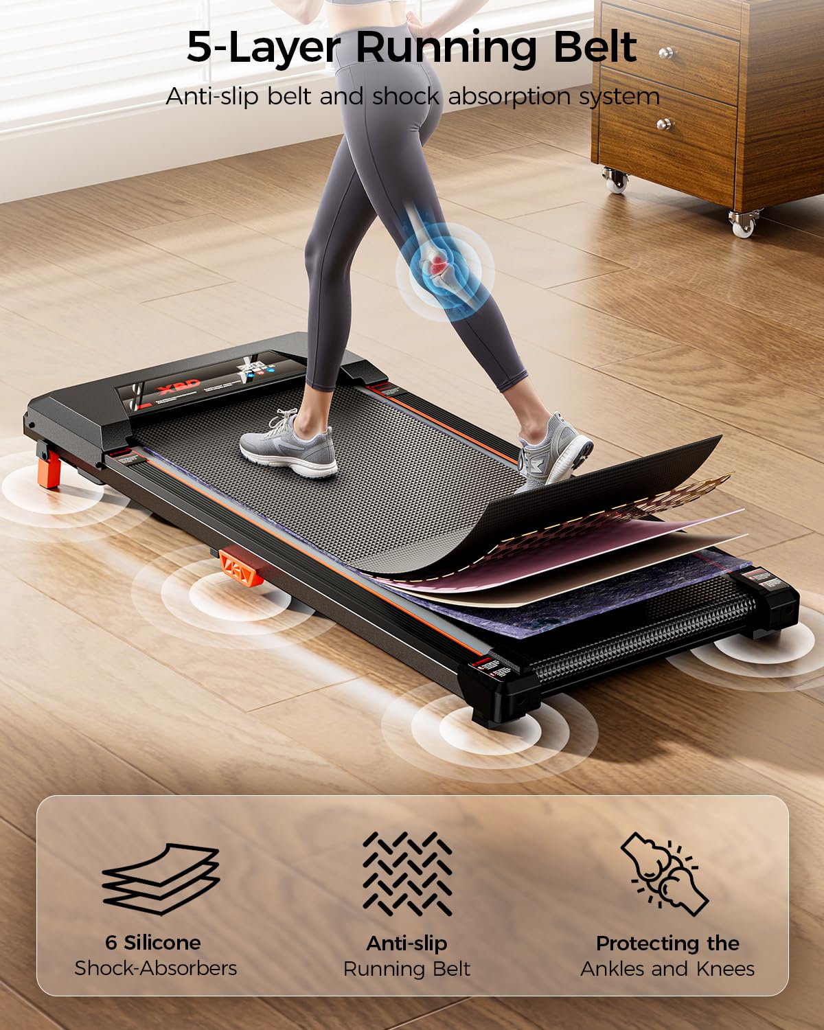 Incline Walking Pad Treadmill 330 Lbs Capacity 2.5HP B402