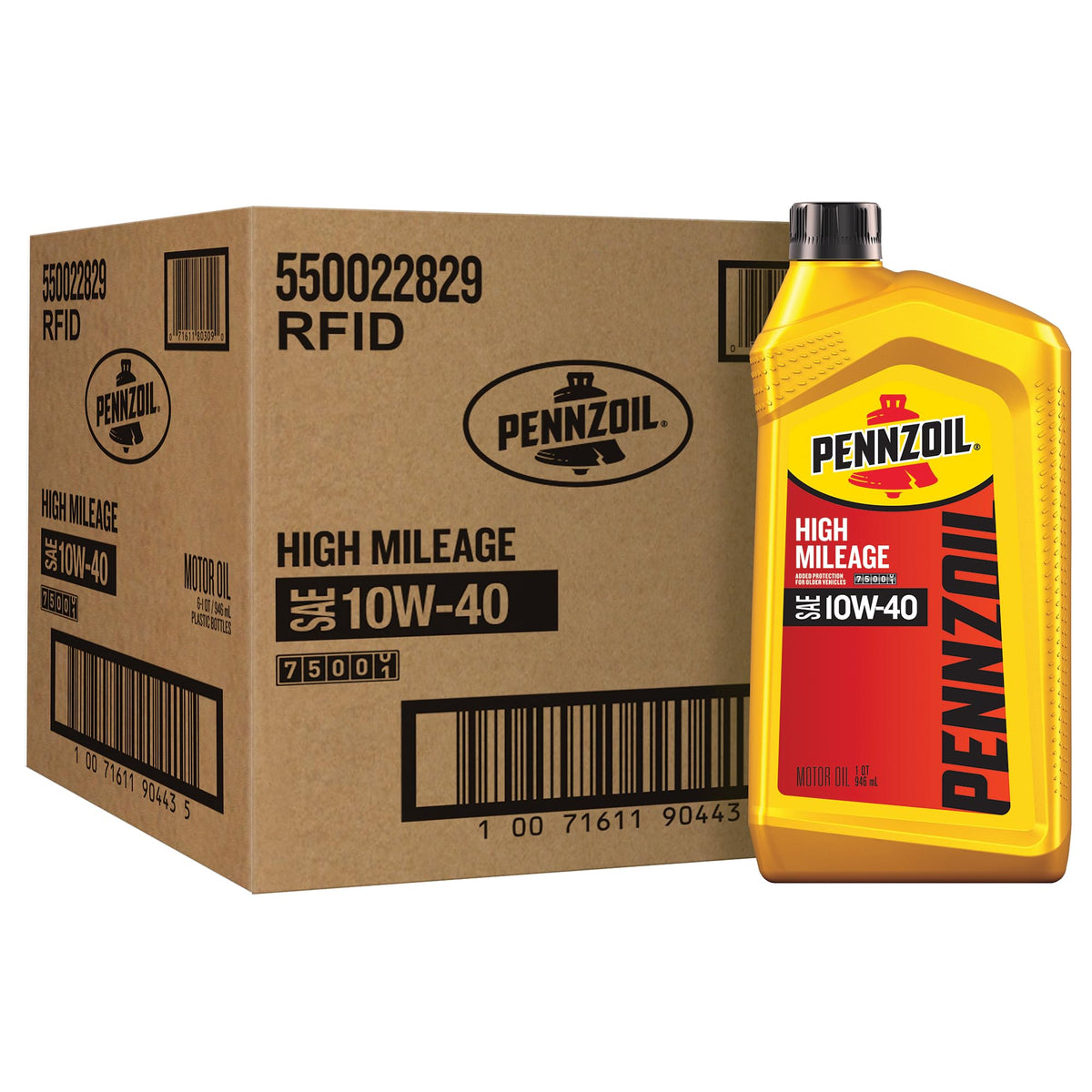 10W-40 High Mileage Motor Oil 1 Quart 6 Pack T78588