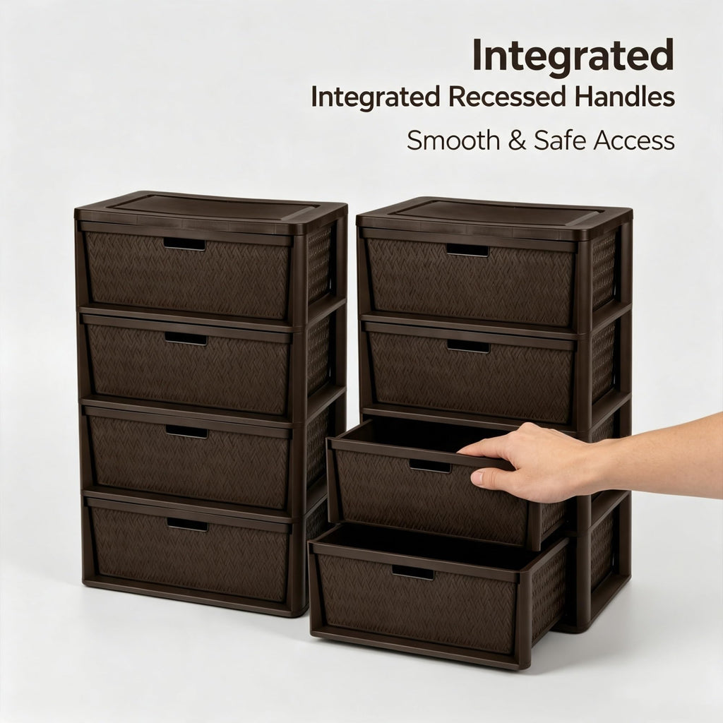 2 Pack Wide 4 Drawer Plastic Storage Tower B46580