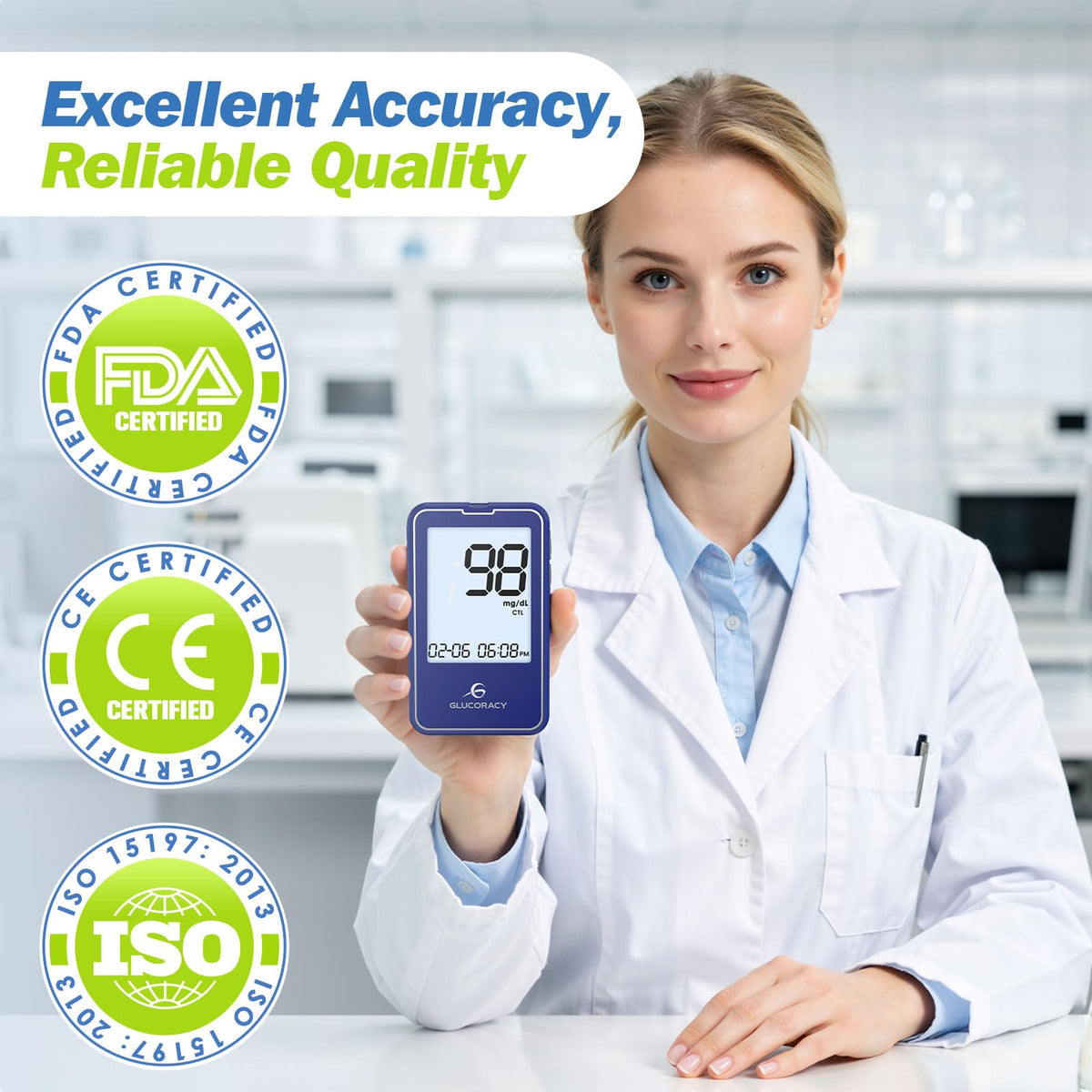 Blood Glucose Monitor Kit with 100 Test Strips G108642
