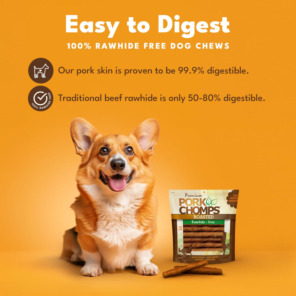 Roasted Pork Skin Dog Chews 6in Twists 15 Count T5916