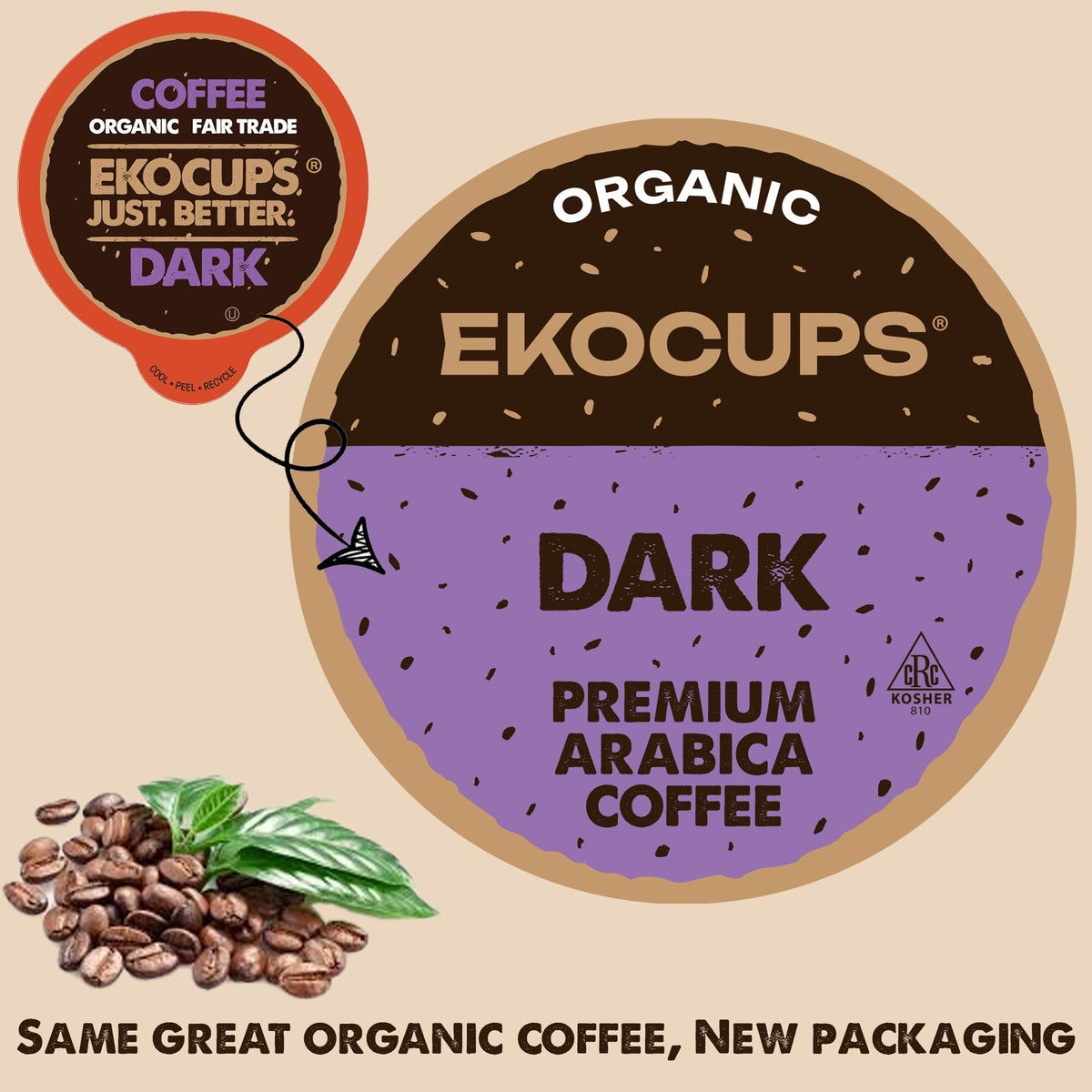 Organic Dark Roast Coffee Pods, 40 Recyclable Capsules E343715