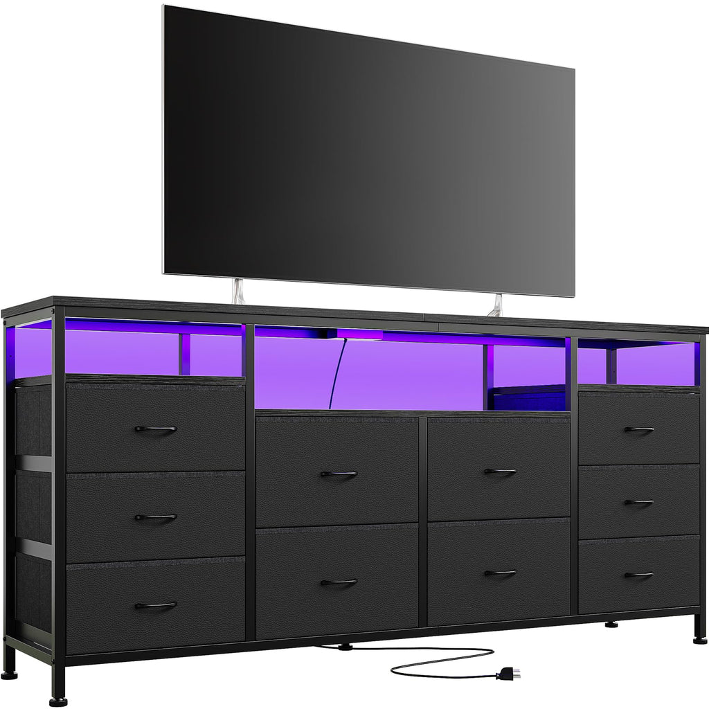 Black 10 Drawer Dresser TV Stand Q72690