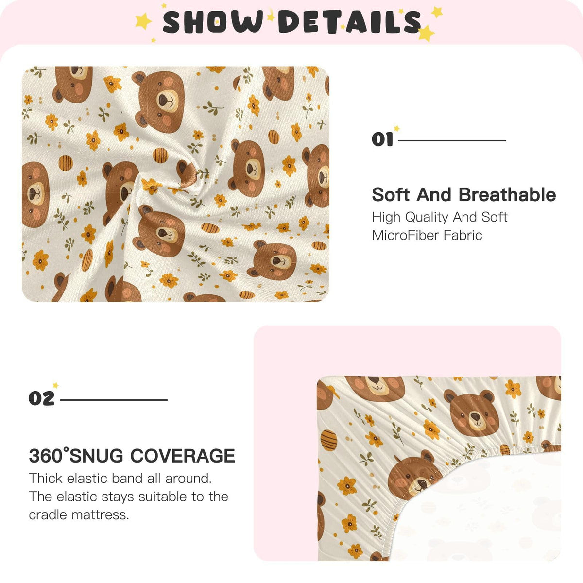Soft Breathable Microfiber Crib Sheet C6675