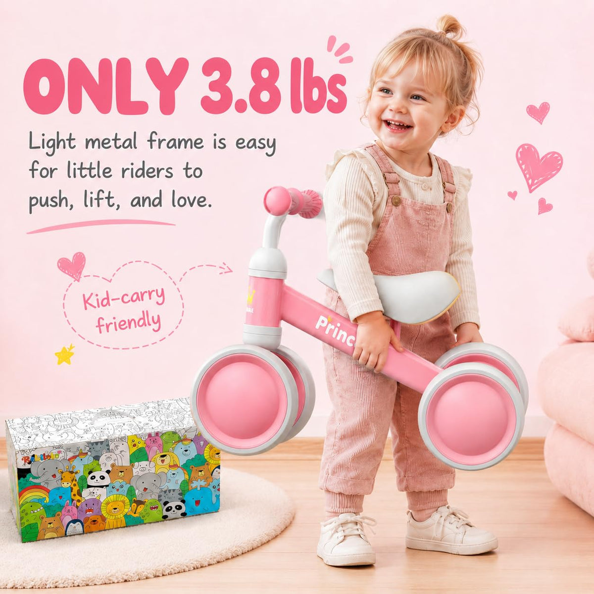 Pink Balance Bike with LED Light Up Wheels C47966