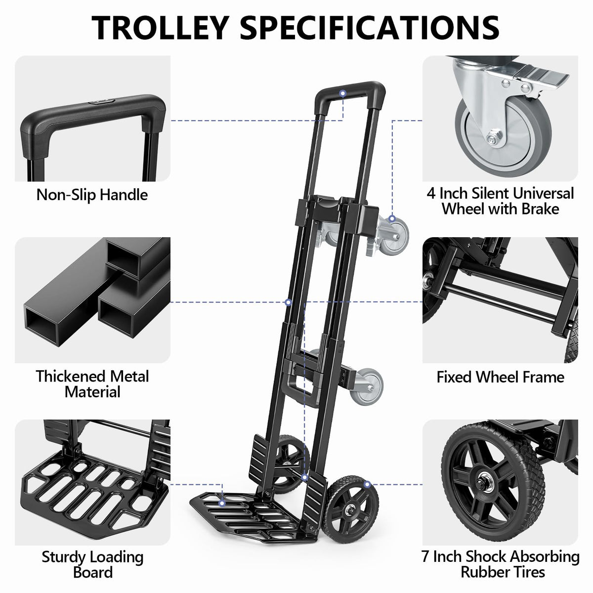 3-in-1 Convertible Dolly Cart 600LB Hand Truck with 6 Wheels J166