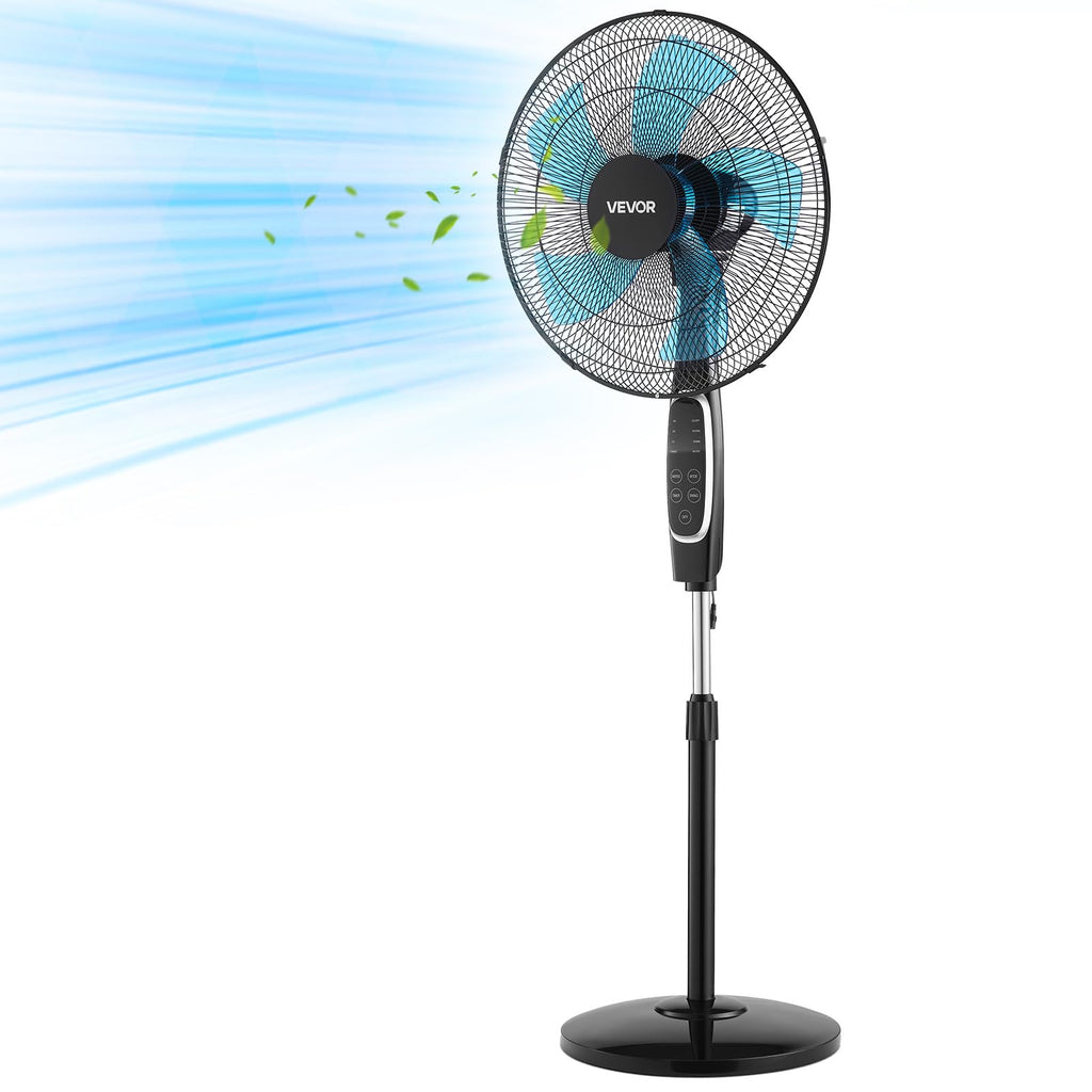 18-Inch Pedestal Fan with Remote Control, 9 Speeds, Oscillating, Black I57164