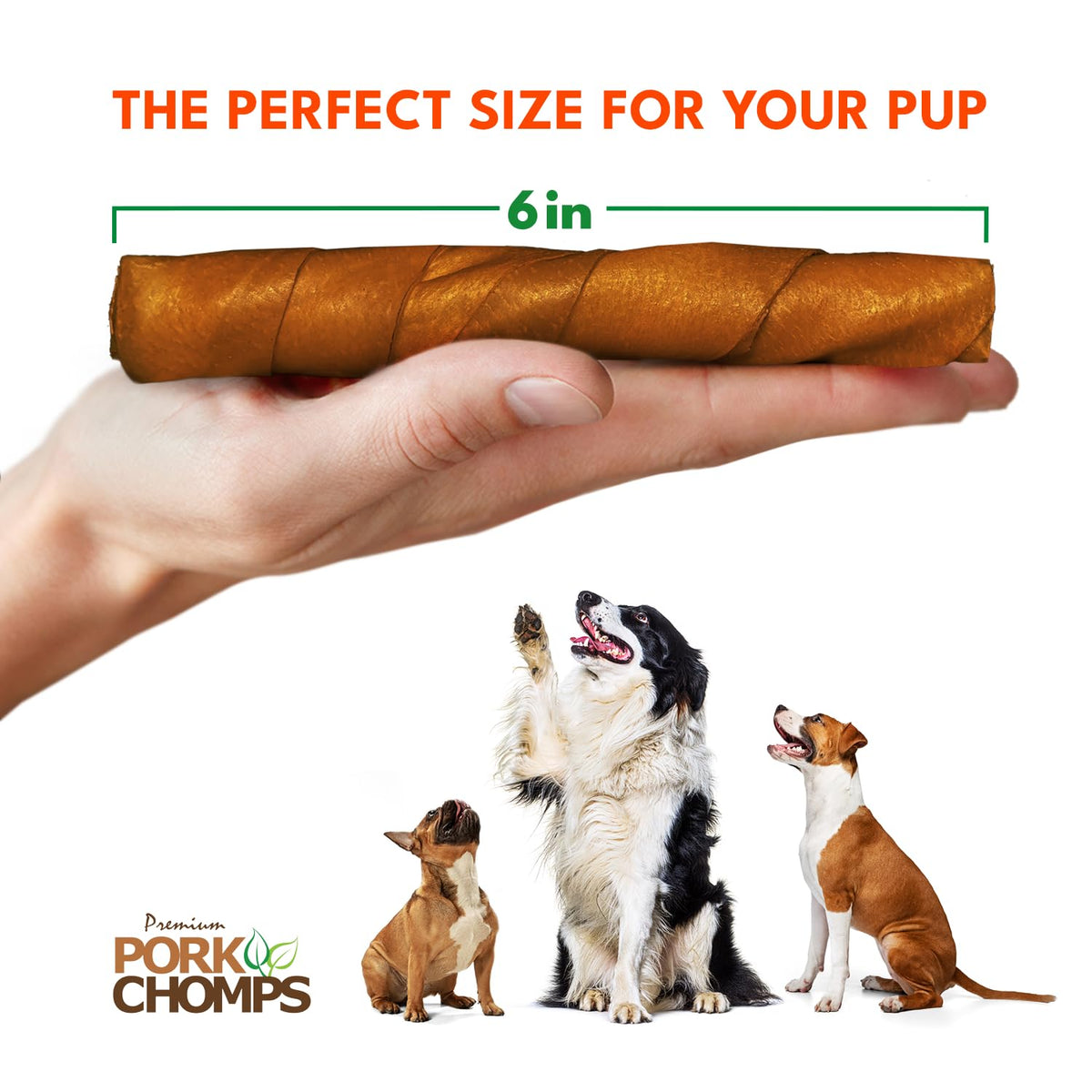 Roasted Pork Skin Dog Chews 6in Twists 15 Count T5916
