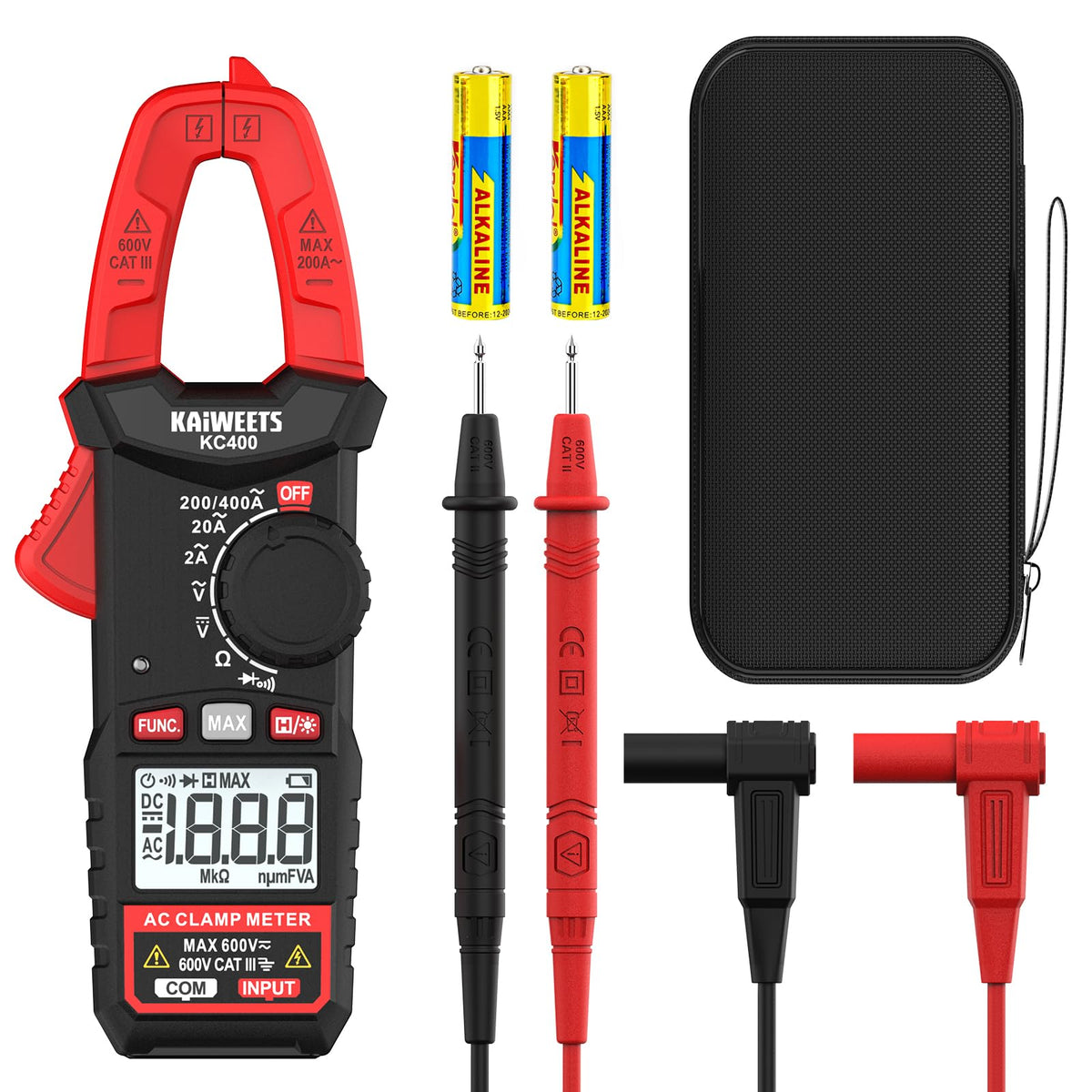 Digital Clamp Meter, 2000 Counts, 400A AC Current, 600V AC/DC, Auto Ranging A58143