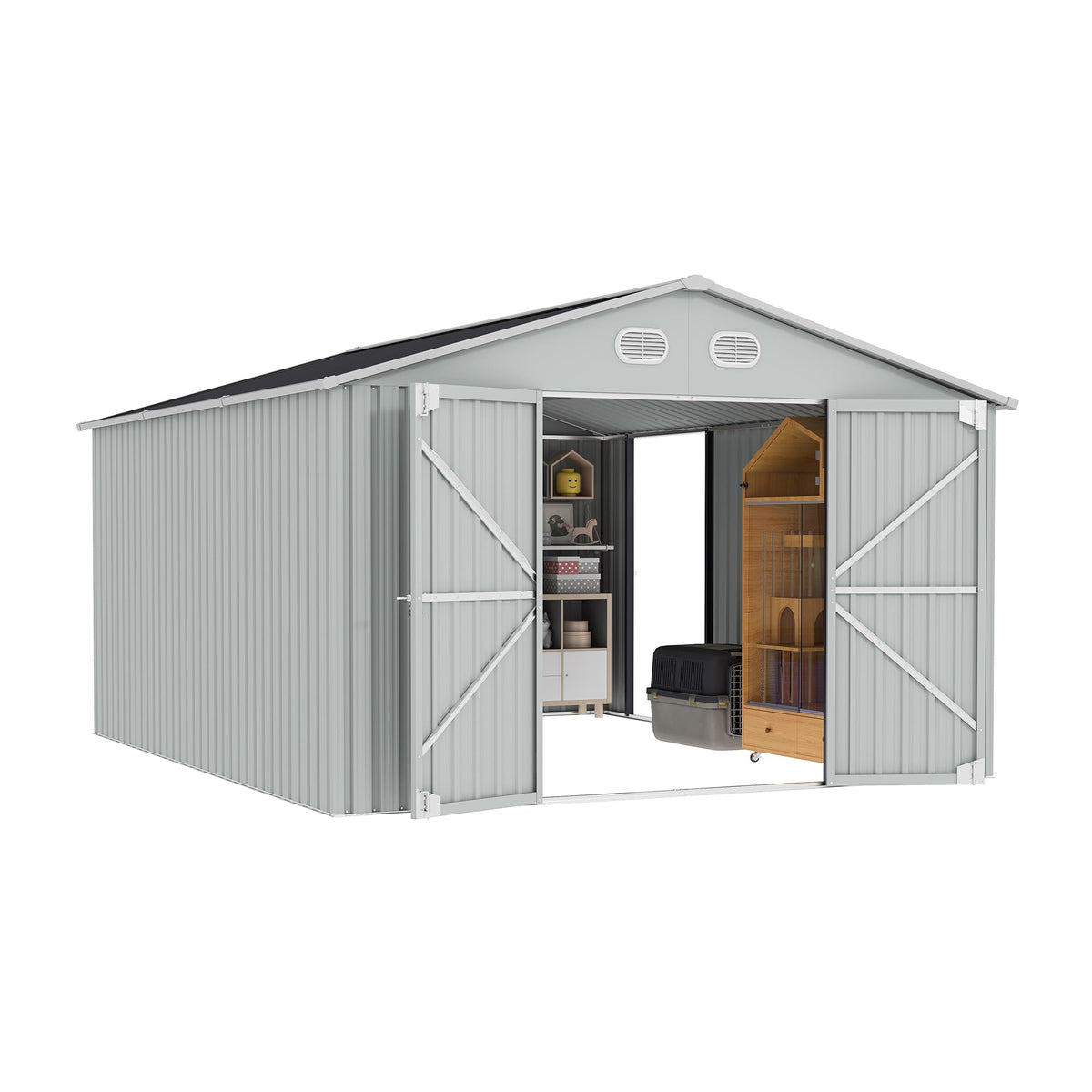 10x12 FT White Metal Storage Shed U96961