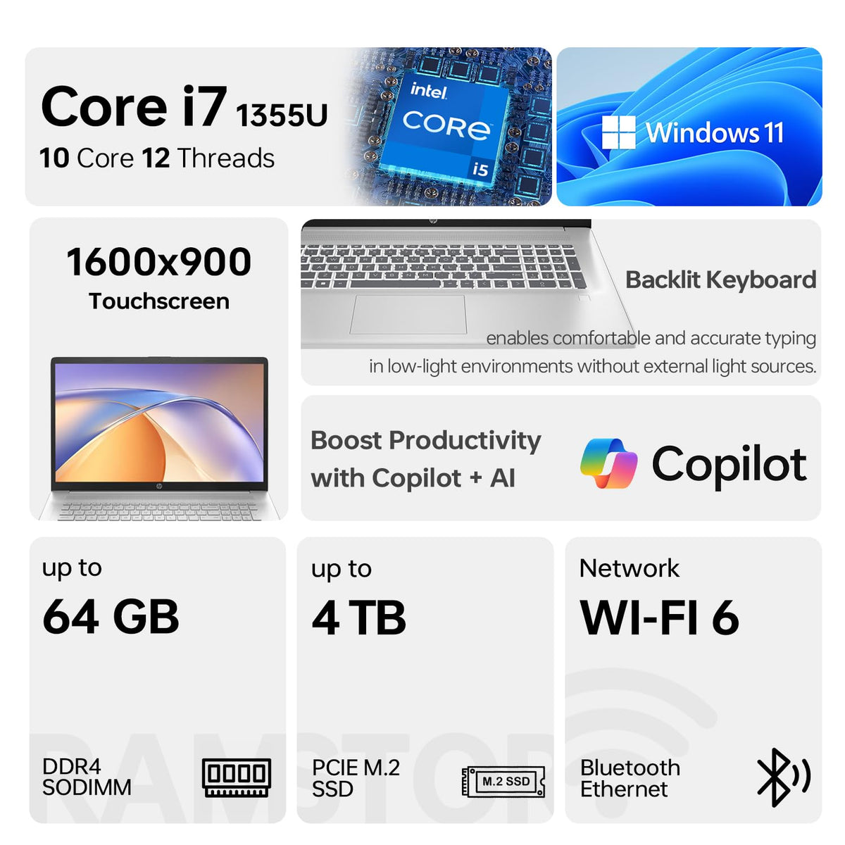 17.3" Touchscreen Laptop, Intel Core i7, 16GB RAM, 1TB SSD G6859