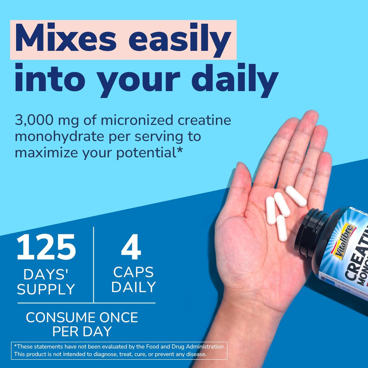 Creatine Monohydrate 3000 mg Micronized 500 Capsules W2464
