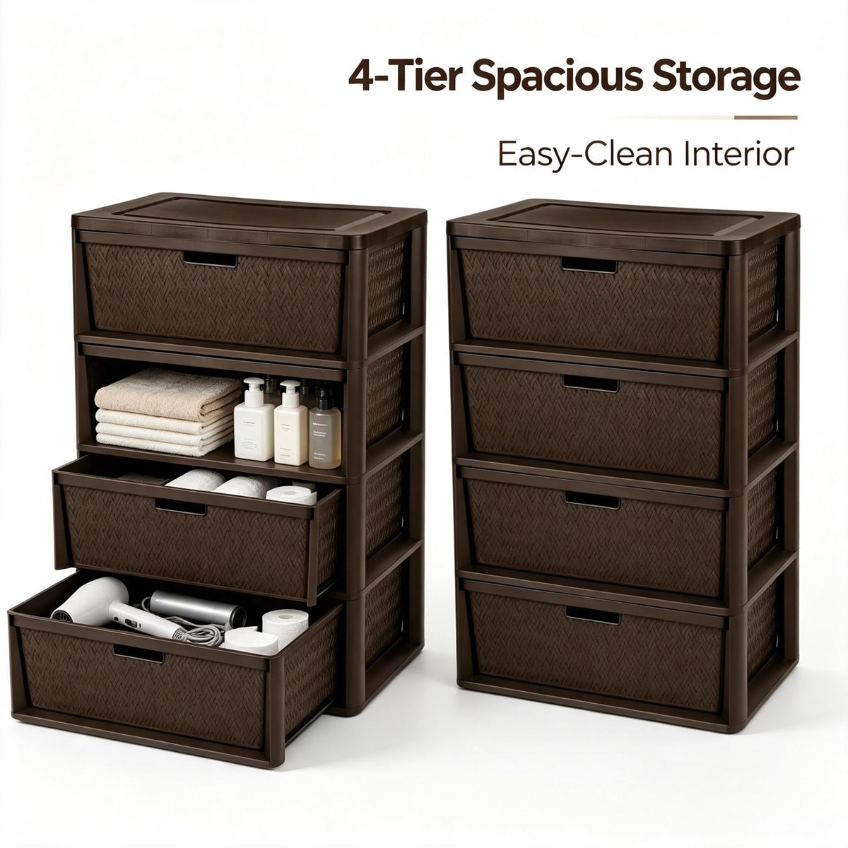 2 Pack Wide 4 Drawer Plastic Storage Tower B46580