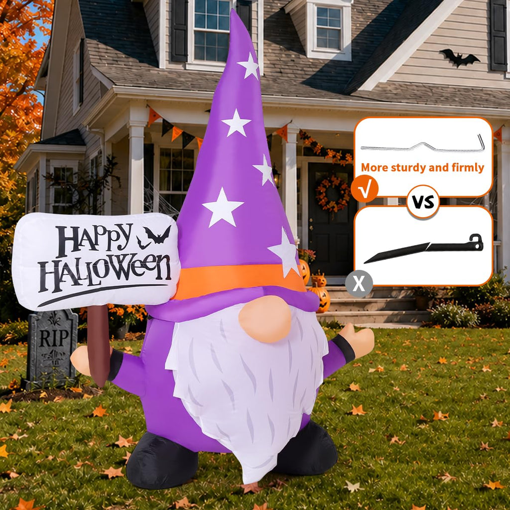 5FT Halloween Inflatable Gnome Yard Decor with LEDs F745276
